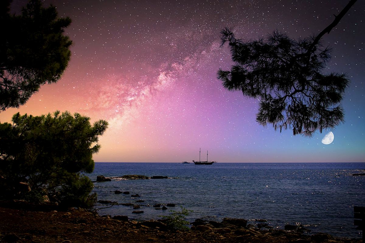 Night moon and stars - K.Uğur Varlı